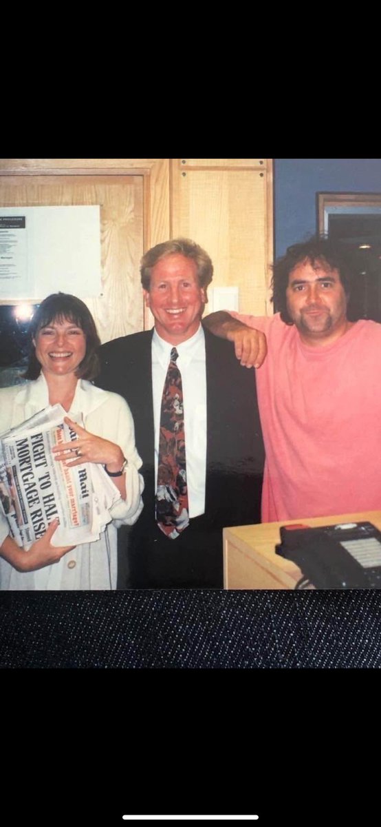 Hi <a href="/prodnose/">Danny Baker</a>. This is a picture of my mate Pete standing between your good self and Janet Ellis. Do you have any idea when this picture might have been taken please? Our collective eyesight and zooming skills can’t make out the date on the paper! Cheers 👍