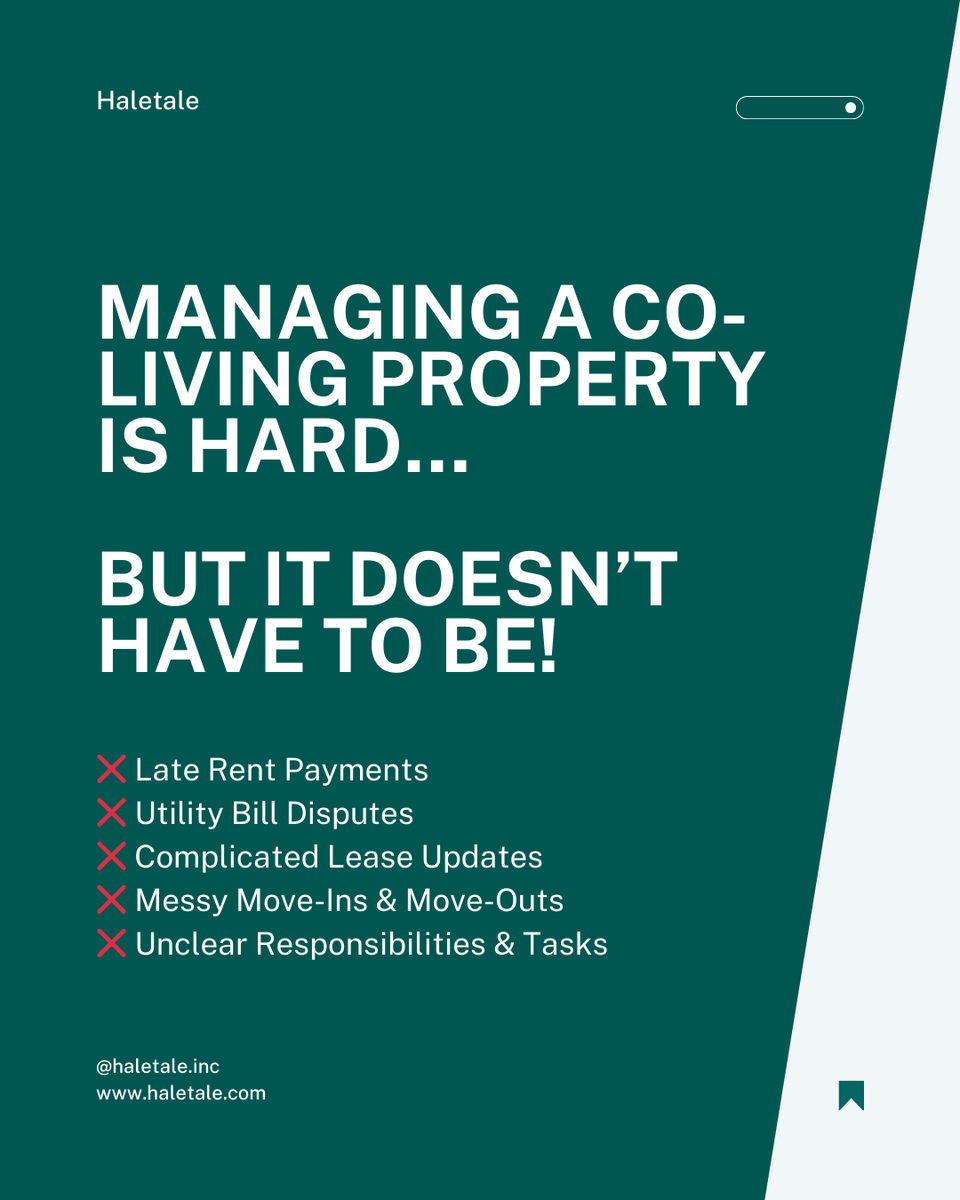 Haletale_Inc's tweet photo. Managing a co-living property is a challenge—but what if you had the right system in place?

See how you can increase on-time rent payments by 30%, save 50% of time, and drastically reduce tenant disputes. 

Download Our Case Study - https://t.co/VNeEw8LqZb

#realestatetips https://t.co/tXUfDQ7mgn