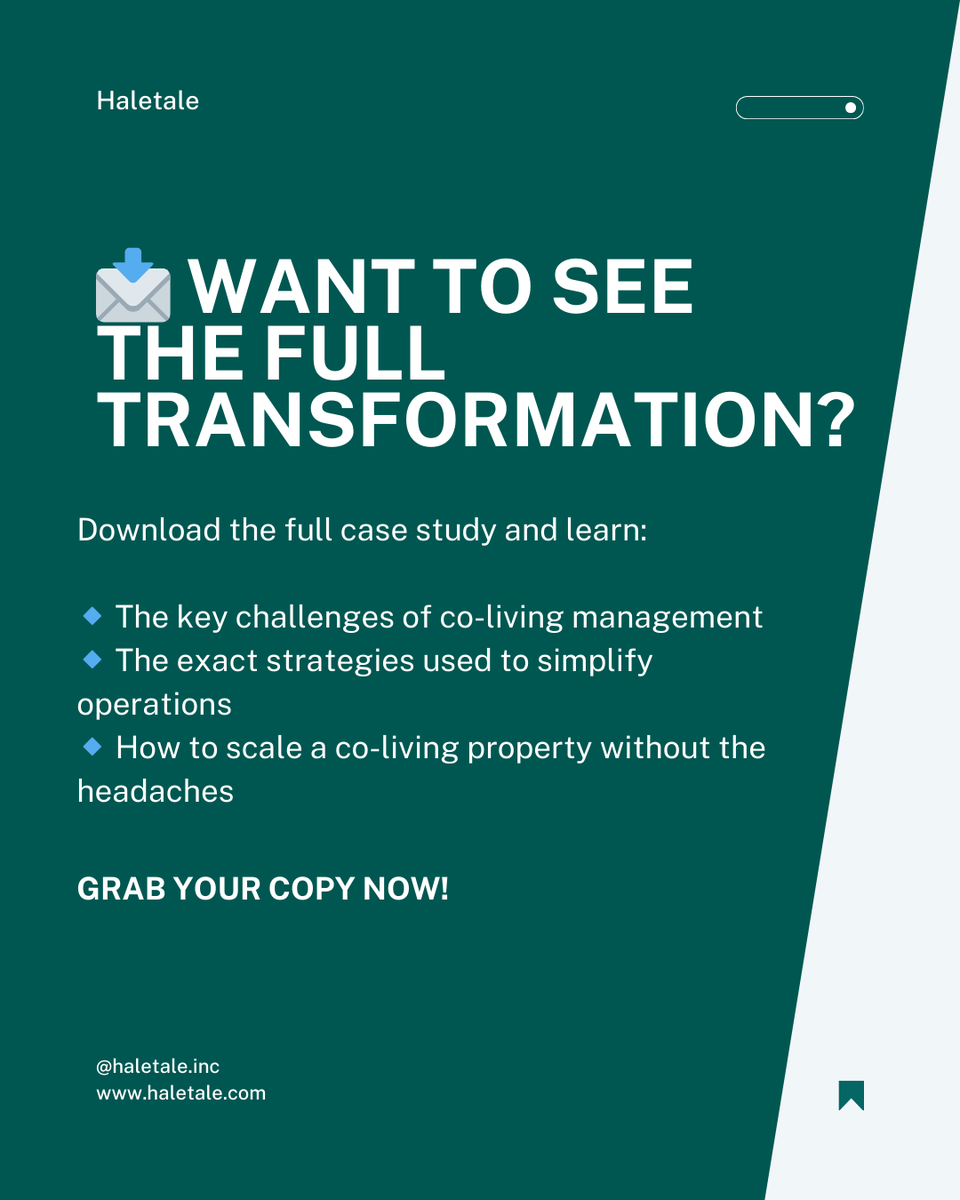Haletale_Inc's tweet photo. Managing a co-living property is a challenge—but what if you had the right system in place?

See how you can increase on-time rent payments by 30%, save 50% of time, and drastically reduce tenant disputes. 

Download Our Case Study - https://t.co/VNeEw8LqZb

#realestatetips https://t.co/tXUfDQ7mgn