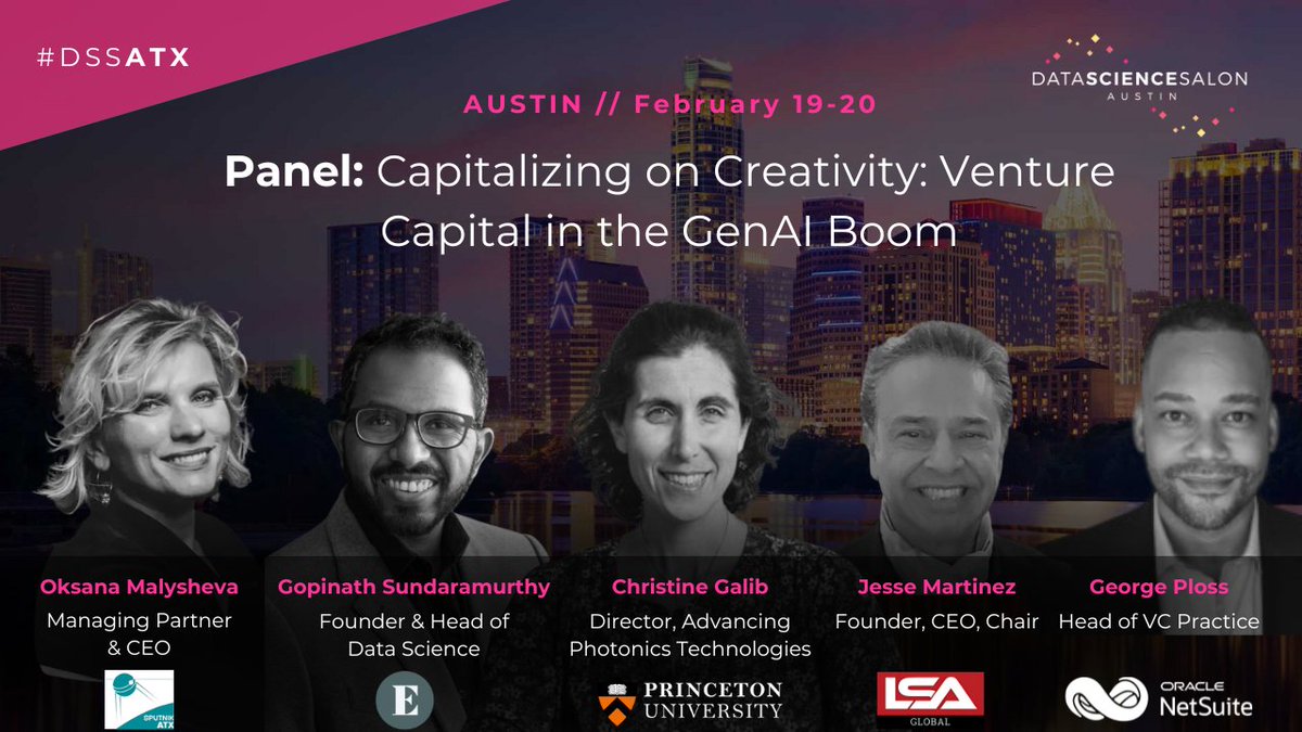 Data Science Salon (@datascisalon) on Twitter photo Exciting Panel Alert at #DSSATX day 2! ๐๐ฎ๐ฝ๐ถ๐๐ฎ๐น๐ถ๐๐ถ๐ป๐ด ๐ผ๐ป ๐๐ฟ๐ฒ๐ฎ๐๐ถ๐๐ถ๐๐: #๐ฉ๐ฒ๐ป๐๐๐ฟ๐ฒ๐๐ฎ๐ฝ๐ถ๐๐ฎ๐น ๐ถ๐ป ๐๐ต๐ฒ #๐๐ฒ๐ป๐๐ ๐๐ผ๐ผ๐บ - how VCs fuel innovation in the GenAI landscape. datascience.salon/austin/
Panelists:
๐ Christine Galib, <a href="/Princeton/">Princeton University</a>
๐ Exciting Panel Alert at #DSSATX day 2! ๐๐ฎ๐ฝ๐ถ๐๐ฎ๐น๐ถ๐๐ถ๐ป๐ด ๐ผ๐ป ๐๐ฟ๐ฒ๐ฎ๐๐ถ๐๐ถ๐๐: #๐ฉ๐ฒ๐ป๐๐๐ฟ๐ฒ๐๐ฎ๐ฝ๐ถ๐๐ฎ๐น ๐ถ๐ป ๐๐ต๐ฒ #๐๐ฒ๐ป๐๐ ๐๐ผ๐ผ๐บ - how VCs fuel innovation in the GenAI landscape. datascience.salon/austin/
Panelists:
๐ Christine Galib, <a href="/Princeton/">Princeton University</a>
๐