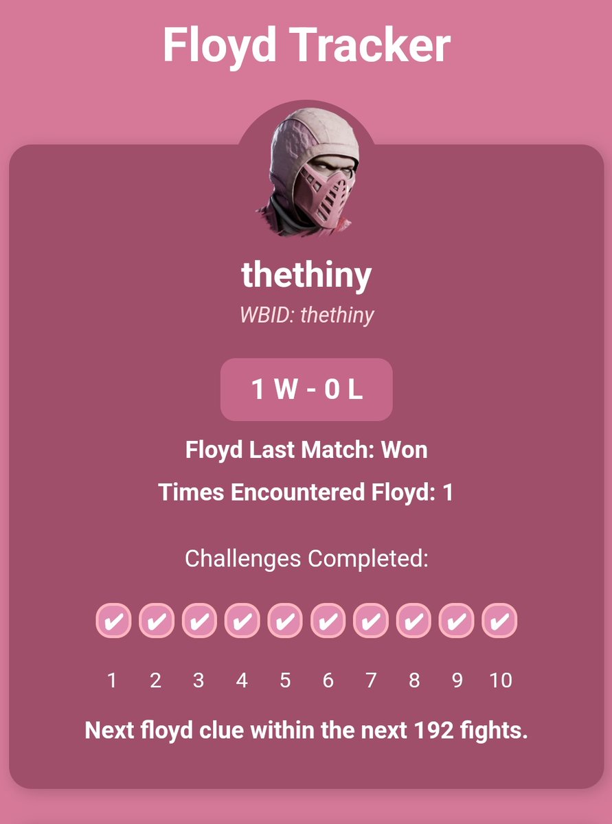 thethiny's tweet image. The Floyd tracker is now Live!
Enter your platform username and Track your progress. It will give you clues on what to try next. For Xbox / switch please use your WBID.
Let me know if it crashes or doesn't work!
Hope it helps 🙏🏻
floydtracker.thethiny.xyz