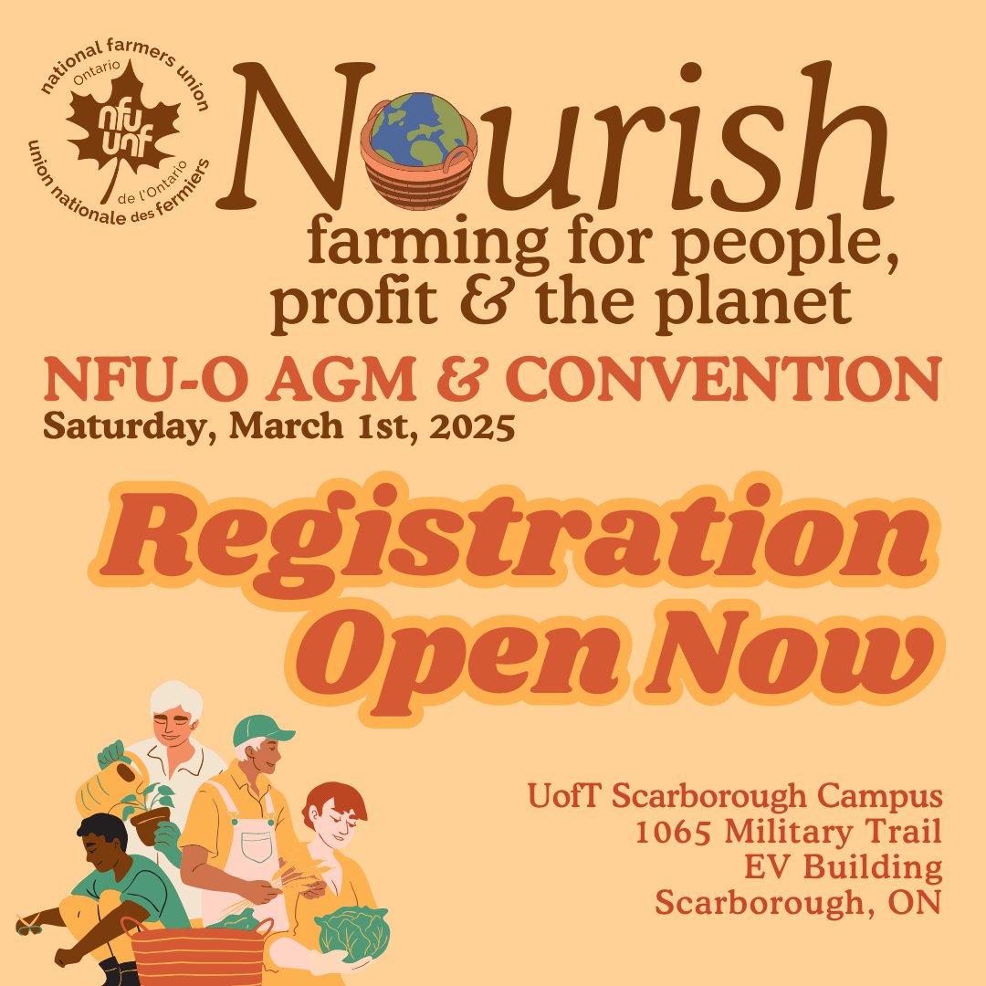 Registration is NOW OPEN for the 2025 NFU-O AGM &amp; Convention!🎉 Register here today: eventbrite.ca/e/2025-region-…