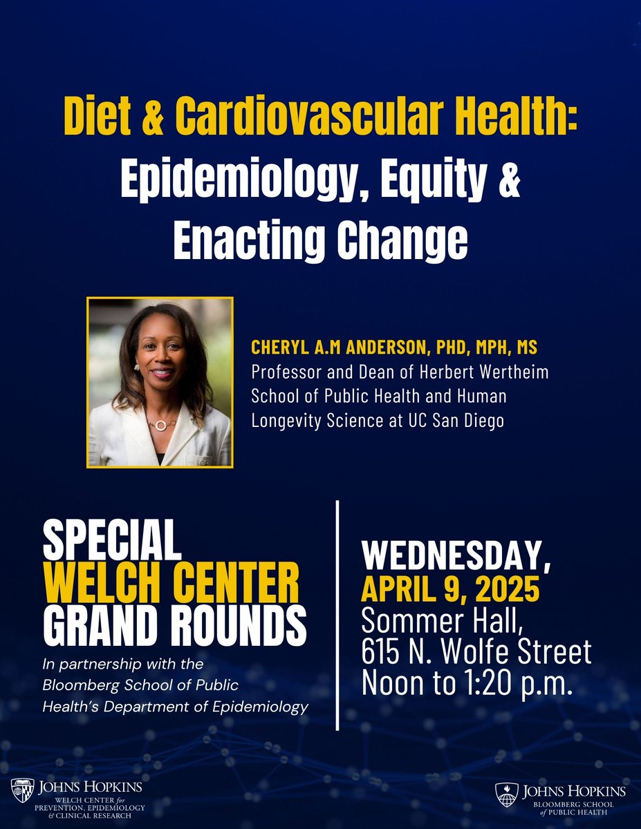 JHU Welch Center (@jhuwelchcenter) on Twitter photo Save the date! The Johns Hopkins community is invited to join us for a Special Welch Center Grand Rounds in April. #WelchWOW
publichealth.jhu.edu/events/2025/04… | <a href="/UCSanDiegoSPH/">UC San Diego Herbert Wertheim School Public Health</a> Save the date! The Johns Hopkins community is invited to join us for a Special Welch Center Grand Rounds in April. #WelchWOW
publichealth.jhu.edu/events/2025/04… | <a href="/UCSanDiegoSPH/">UC San Diego Herbert Wertheim School Public Health</a>