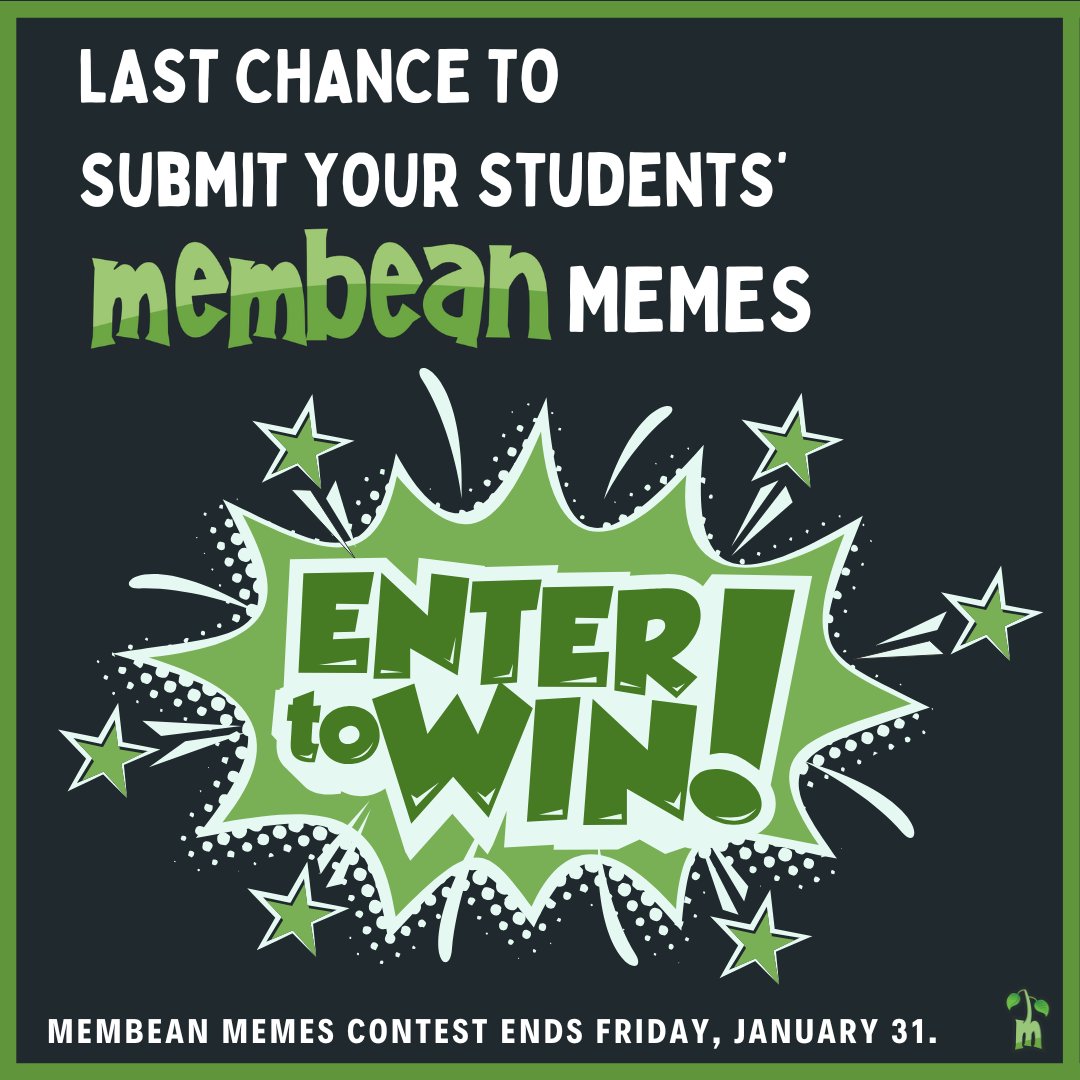 🚨 Last call for Membean Meme Contest entries! 🚨 

Deadline is TONIGHT at 11:59pm PST⏰

Don’t miss out on the chance to showcase your students’ vocab creativity. Let’s see those brilliant memes! 🧠

#MembeanContest #ThatsAMembeanWord