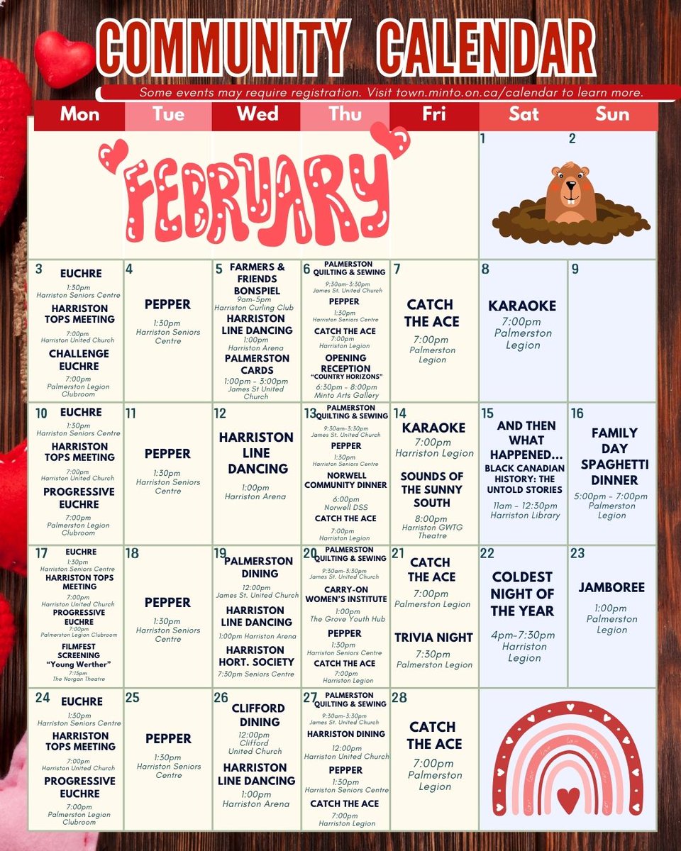 📅 Check out our community calendar for February.  There are many exciting events lined up to enjoy! 🥳
 #CommunityCalendar #LocalEvents  #SmallTownLife