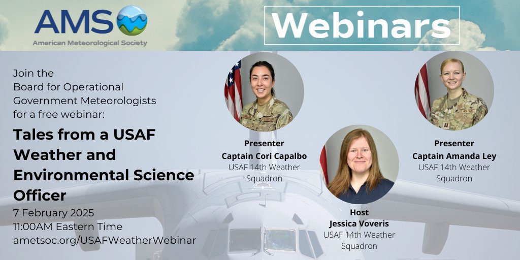 American Meteorological Society (@ametsoc) on Twitter photo Don't forget to join the Board for Operational Government Meteorologists (<a href="/amsbogm/">AMS Board of Operational Government Meteorologists</a>) for a free webinar providing a broad overview of the Air Force weather community as well as the mission of the 14th Weather Squadron.
Register here: bit.ly/3DoHDBm Don't forget to join the Board for Operational Government Meteorologists (<a href="/amsbogm/">AMS Board of Operational Government Meteorologists</a>) for a free webinar providing a broad overview of the Air Force weather community as well as the mission of the 14th Weather Squadron.
Register here: bit.ly/3DoHDBm