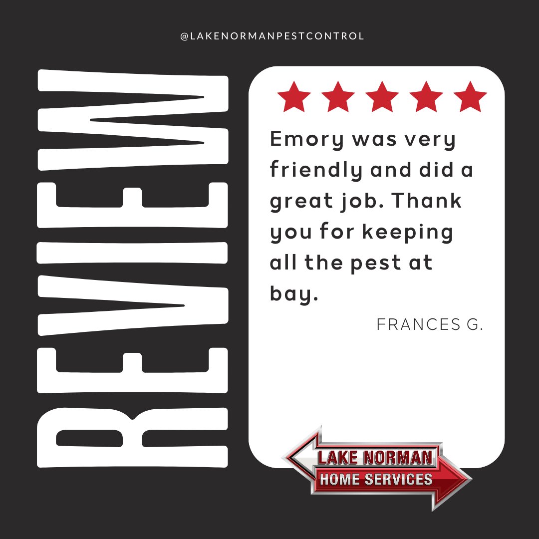 Keep those pests away! 🏠 Thanks to team members like Emory who bring friendly service and effective results to every home.

lakenormanpest.com

#PestControl #CustomerService #LocalBusiness #HomeServices