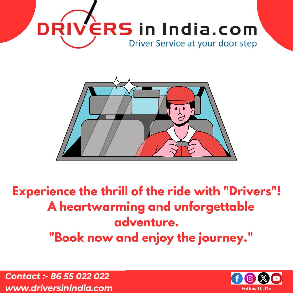 DriversinIndia's tweet photo. Need a reliable ride? Our Chauffeur, Valet, and CEO Driver services have got you covered! Book now at 8655022022 #driversinindia #reliableride #chauffeur #driver #explore #viral https://t.co/UH7XxMEeMI