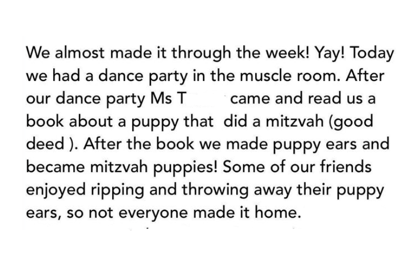 going to jewish preschool for a day could fix me