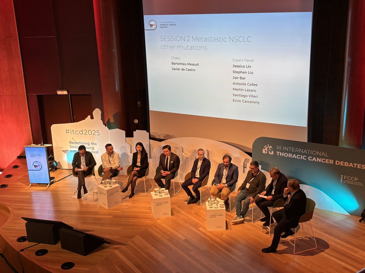 Fundación Canaria de Cáncer de Pulmón (@fccpulmon) on Twitter photo Great and diverse participation in the first discussion panel of the afternoon, moderated by <a href="/bmassutis/">Bartomeu Massuti</a> and <a href="/javierDcastro/">Javier de Castro</a>.
Participants: <a href="/JessicaJLinMD/">JessicaJLinMD</a>, <a href="/StephenVLiu/">Stephen V Liu, MD</a>, <a href="/JairBar4/">Jair Bar</a>, <a href="/Tony_Calles/">Dr. Antonio Calles 🫁🚭</a>, <a href="/mlazqui/">Martín Lázaro</a>, <a href="/DrViteri/">Santiago Viteri</a>, <a href="/ECarcereny/">Enric Carcereny</a>.
#ITCD2025 Great and diverse participation in the first discussion panel of the afternoon, moderated by <a href="/bmassutis/">Bartomeu Massuti</a> and <a href="/javierDcastro/">Javier de Castro</a>.
Participants: <a href="/JessicaJLinMD/">JessicaJLinMD</a>, <a href="/StephenVLiu/">Stephen V Liu, MD</a>, <a href="/JairBar4/">Jair Bar</a>, <a href="/Tony_Calles/">Dr. Antonio Calles 🫁🚭</a>, <a href="/mlazqui/">Martín Lázaro</a>, <a href="/DrViteri/">Santiago Viteri</a>, <a href="/ECarcereny/">Enric Carcereny</a>.
#ITCD2025