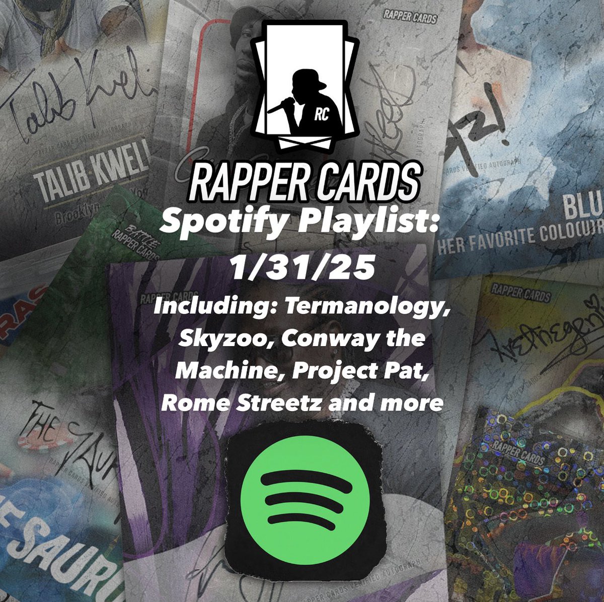 Enjoy. open.spotify.com/playlist/6OZHa…. New drop next week. Have a good weekend everyone. #RapperCards #tradingcards #hiphop