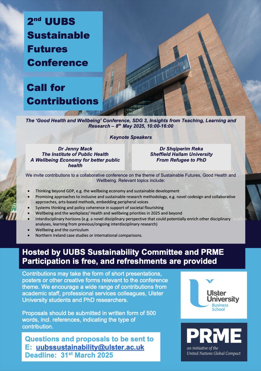 Dr Marc Duffy / Our World Matters π (@drmarcduffy) on Twitter photo Join the 2nd UUBS Sustainable Futures Conference <a href="/UlsterBizSchool/">Ulster University Business School</a>
blogs.ulster.ac.uk/prme/2025/01/3β¦ Join the 2nd UUBS Sustainable Futures Conference <a href="/UlsterBizSchool/">Ulster University Business School</a>
blogs.ulster.ac.uk/prme/2025/01/3β¦