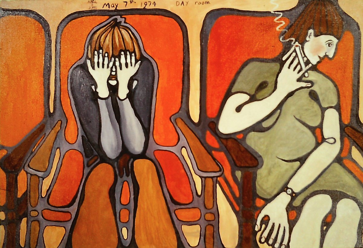 bethlemmuseum's tweet image. 'What It Felt Like: The Maudsley Hospital paintings of Charlotte Johnson Wahl'.
Open Wed-Sat 9:30-5pm, FREE entry & parking bit.ly/visitmotm
The Museum is wheelchair accessible (see wheelmap.org/way/52088451 for images)
Day Room, © Artist's Estate