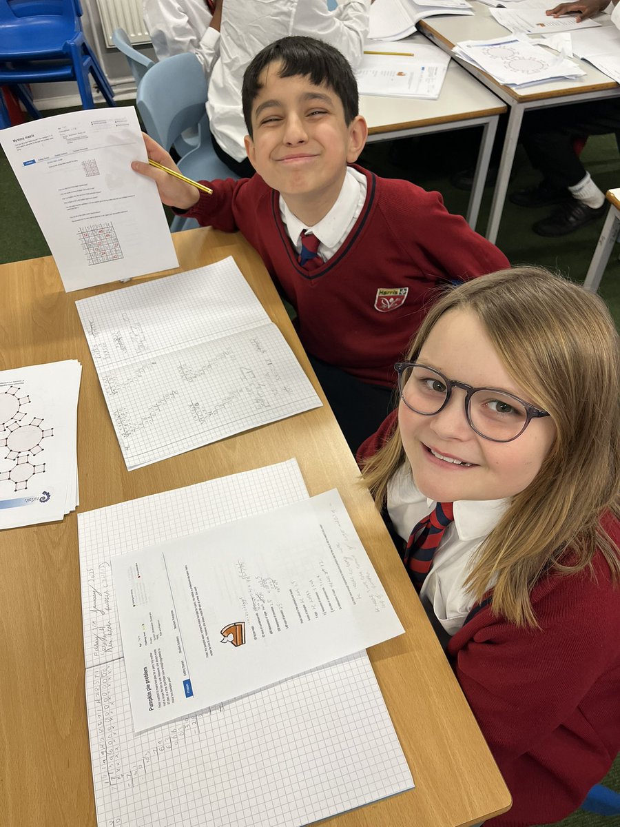 Working collaboratively, exploring solutions, noticing patterns… Year 6 Maths Club absolutely smashing <a href="/nrichmaths/">NRICH maths</a> brain teasers on this rainy Friday afternoon! ✏️🔎
