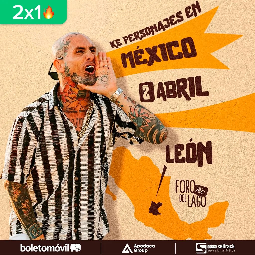 boletomovil's tweet image. ¡Vibra al doble con @KePersonajes ! 🎶🔥 Este 2 de abril, consigue 2x1 en boletos y no te pierdas su show en Foto del Lago. ✨

Aprovecha esta promo por tiempo limitado, solo en Boletomóvil. 🐘
📲 bit.ly/3Bqea9w

#KePersonajes #2x1 #FotoDelLago #Boletomóvil