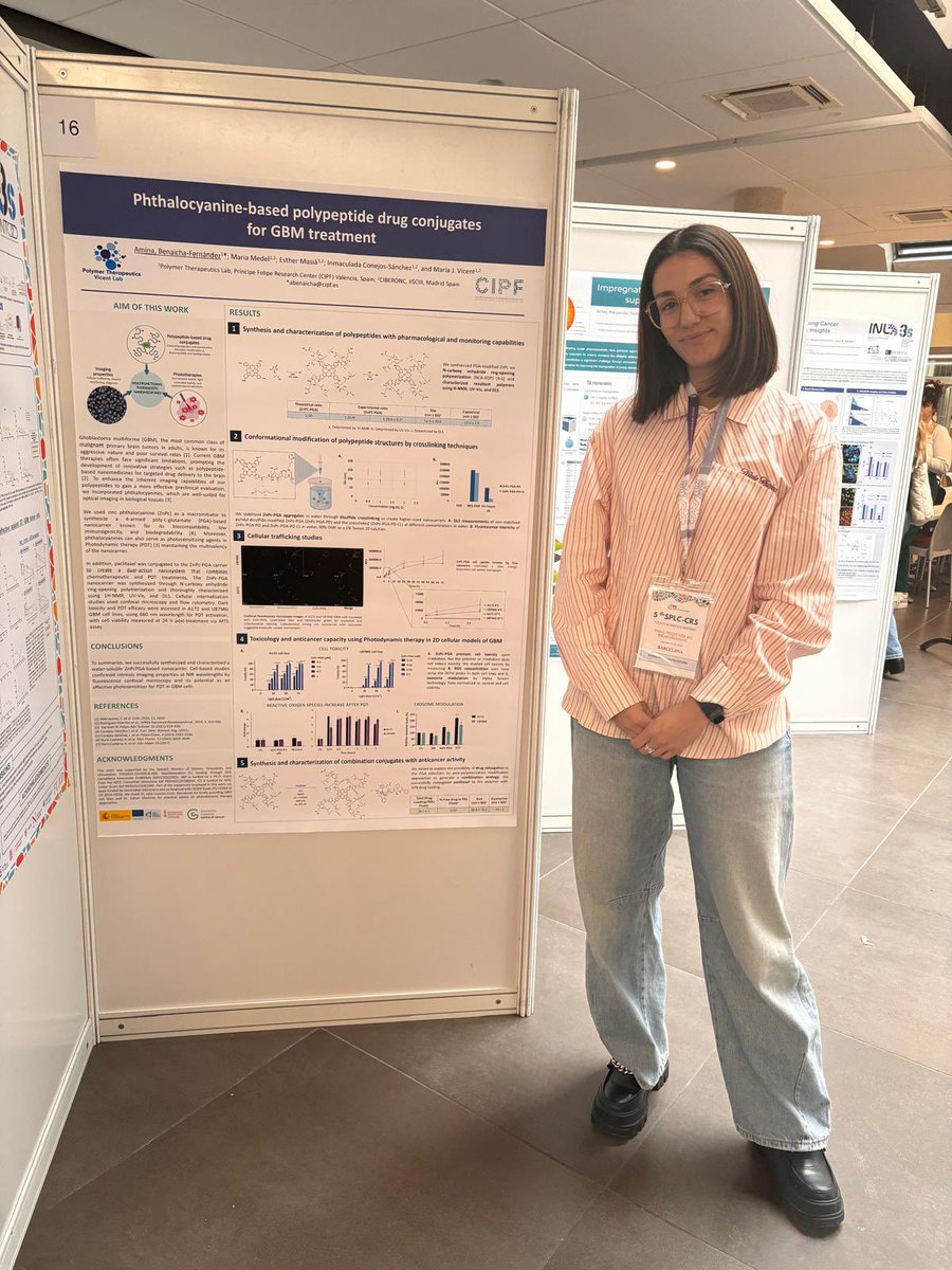 One more year our lab has been present at the 5th SPLC-CRS Young Scientists Meeting 👩🏼‍🔬🧪 This time, our PhD student <a href="/AminaBenaichaFe/">Amina Benaicha Fernández</a> shared her latest advances on Phtalocyanine-based polypeptide conjugates for Glibolastoma treatment <a href="/CIPFciencia/">CIPF</a> <a href="/CRS_SPLC/">CRS Spanish Portuguese Local Chapter</a> <a href="/CRSScience/">Controlled Release Society</a> <a href="/CRS_YSC/">Young Scientist Committee YSC-CRS</a>