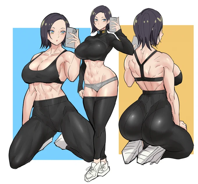 コモリ少尉筋トレセルフィ概念落描き 