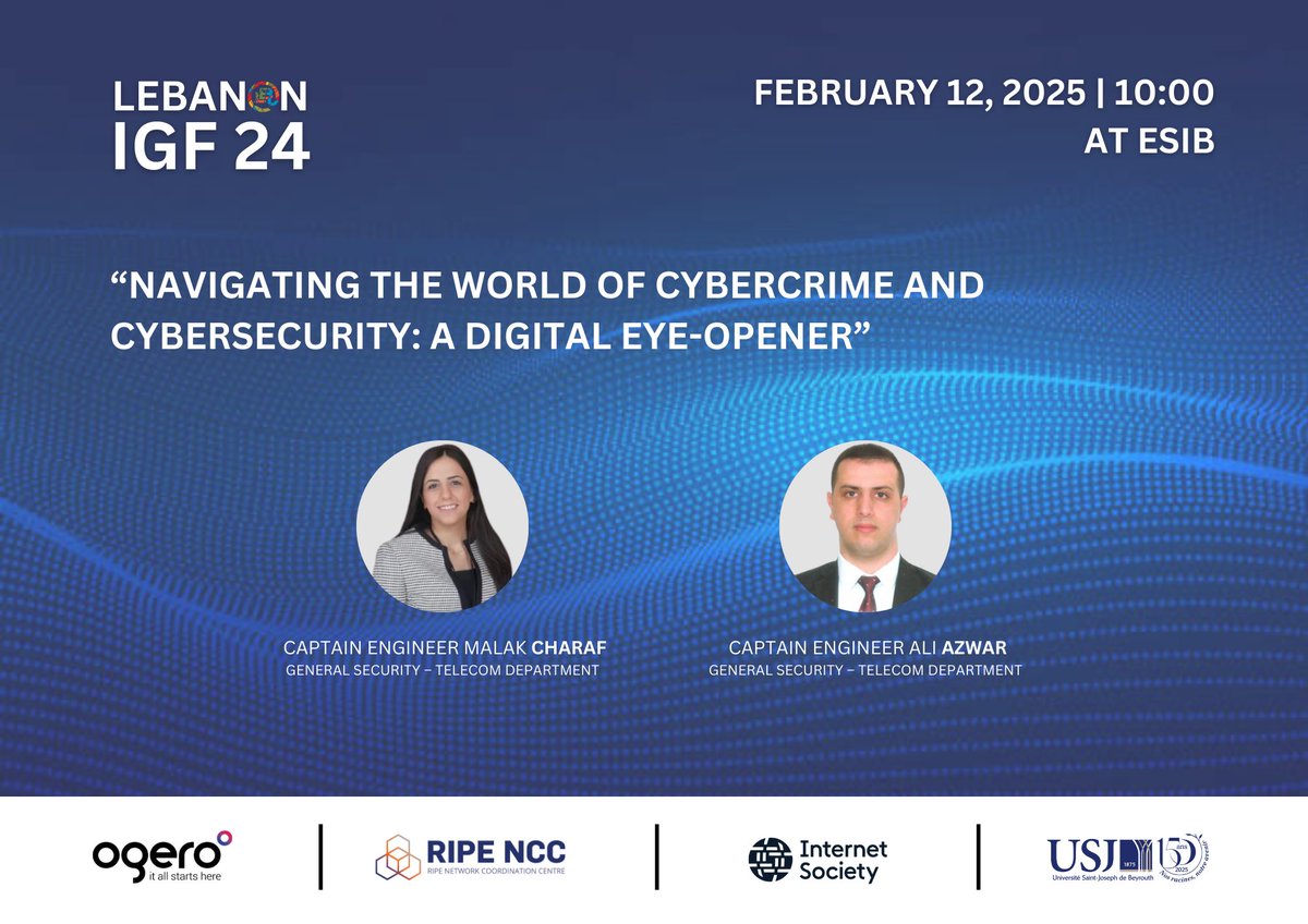For a safer #INTERNET
join this capacity building session by registering at igflebanon.org/registration/
#lebanon #intgovforum #IGFLebanon #ligf2024 #cybersecurity #cybercrime #SaferInternetDay