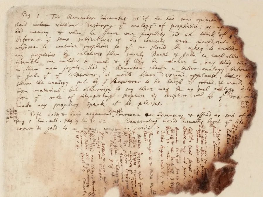 0ddette's tweet image. Isaac Newton was an alchemist and biblical chronologist who discovered* gravity &amp;amp; calculus as side quests while attempting to ascertain the exact dimensions of Solomon’s Temple &amp;amp; calculate the arrival of the eschaton, he wrote over one million words on the Bible

*disputed I know