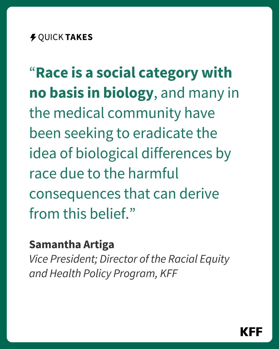 Samantha Artiga (@sartiga2) on Twitter photo In yesterday's exchange with <a href="/Sen_Alsobrooks/">Senator Angela Alsobrooks</a>, Robert F. Kennedy, Jr. suggested that Black people have different immunity than White people. As I write in a <a href="/KFF/">KFF</a> QuickTake, the idea of biological differences by race is disproven & has harmful consequences kff.org/quick-take/rac⦠In yesterday's exchange with <a href="/Sen_Alsobrooks/">Senator Angela Alsobrooks</a>, Robert F. Kennedy, Jr. suggested that Black people have different immunity than White people. As I write in a <a href="/KFF/">KFF</a> QuickTake, the idea of biological differences by race is disproven & has harmful consequences kff.org/quick-take/racā¦