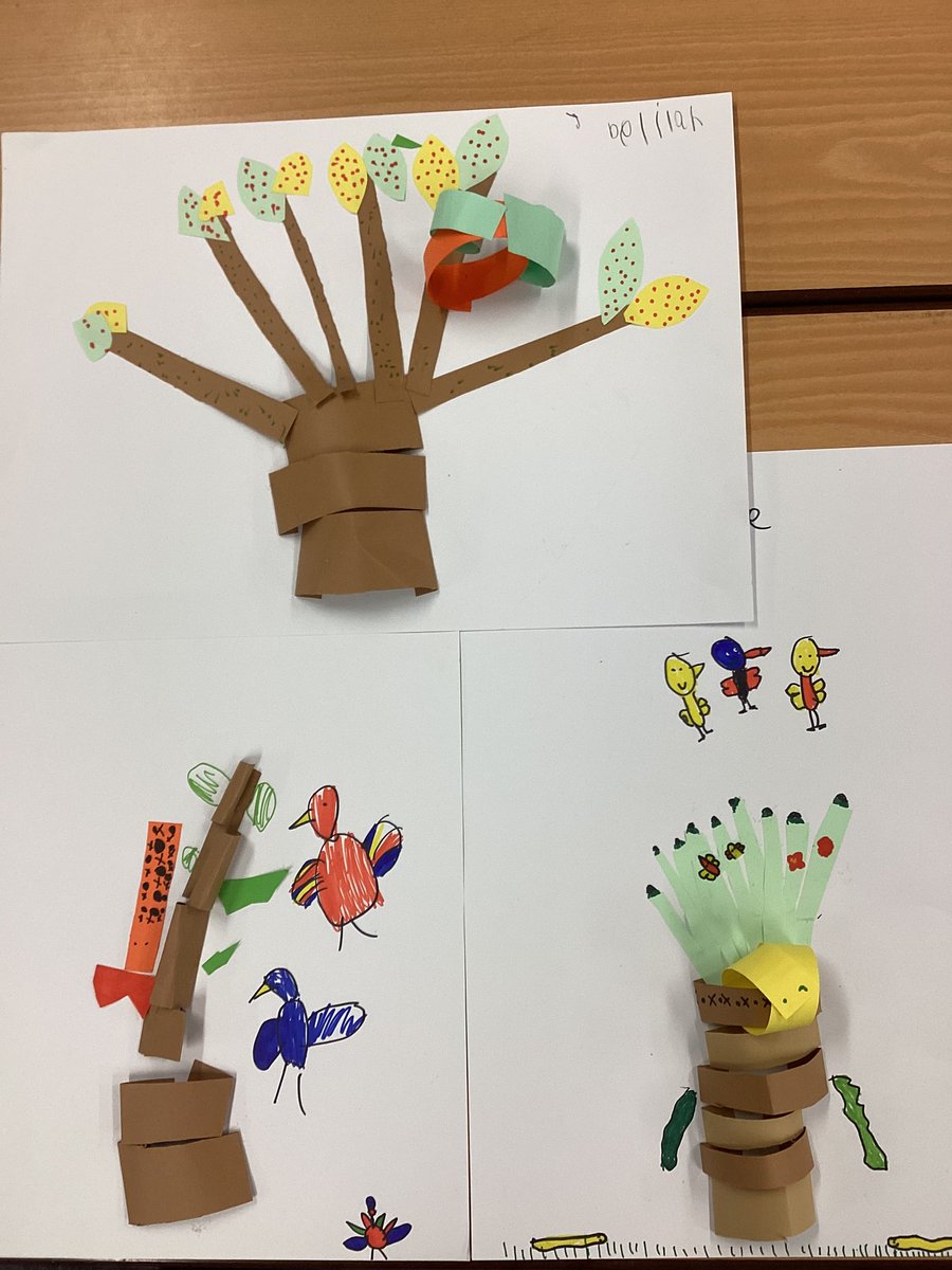 ClassHedgehogs's tweet photo. Today in art the children enjoyed applying their paper shaping skills to make a tree sculpture. We looked at images and sculptures of the tree of life before designing and making our own. They looked fabulous! https://t.co/CGSbQmKIA8