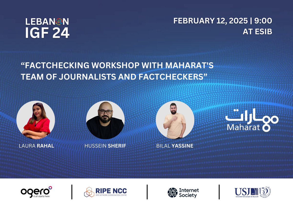 oin this capacity building session on factchecking  by registering at igflebanon.org/registration/ #lebanon #intgovforum #IGFLebanon #ligf2024 #factchecking