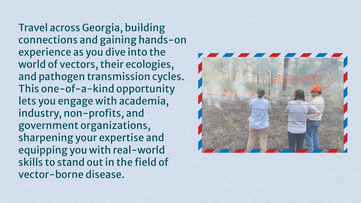Our favorite field study program is back for May 2025! 🦟 Apply by Feb. 15 at zurl.co/9LQDA . 

<a href="/DanPeach3/">Dan Peach</a> #UGAVetMed