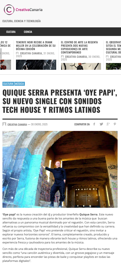 Quiqueserradj's tweet image. 🍑 OYE PAPI 🍑

🇪🇸 Gracias @creativacanaria por escribir sobre &quot;Oye Papi&quot;
🇬🇧 Thanks to Creativa Canaria for writing about #oyepapi

creativacanaria.com/quique-serra-p…

#techhouse #latintech #latinhouse #housemusic #newrelease2025