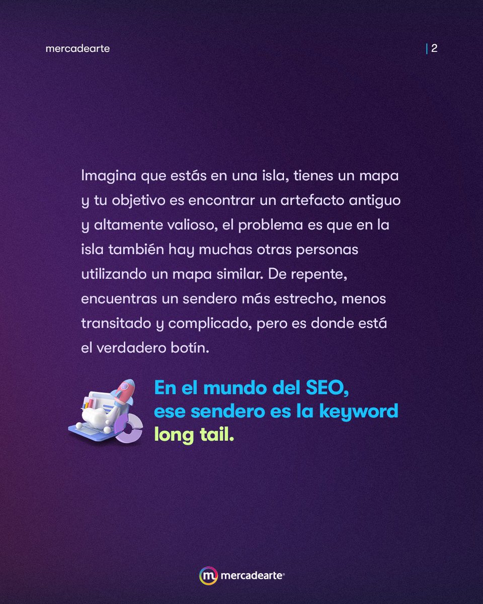 Mercadearte's tweet photo. Cuando usas keywords genéricas es como estuvieses usando el mismo mapa que miles de personas para encontrar el mismo tesoro 🤔 Mejor utiliza longtail keywords para dar con tesoros más valiosos 🏴‍☠️😎 #marketing #seo https://t.co/swG64HholF