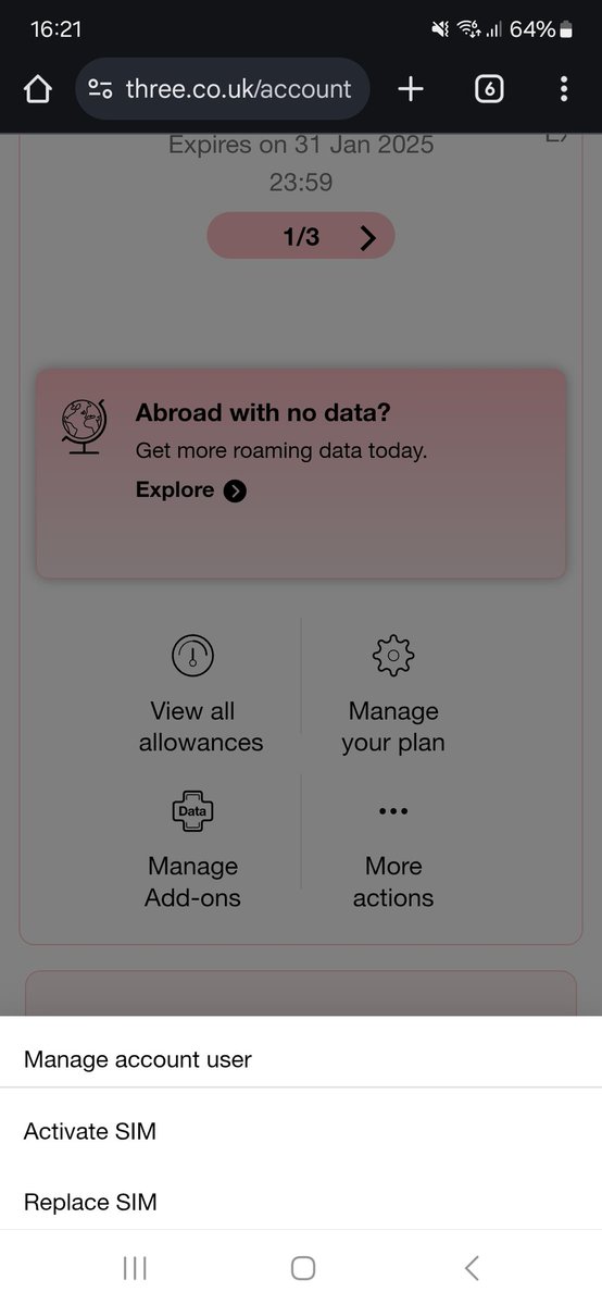 DavidDkeog's tweet photo. @ThreeUKSupport I click more action and get this https://t.co/uWExAWXtJM