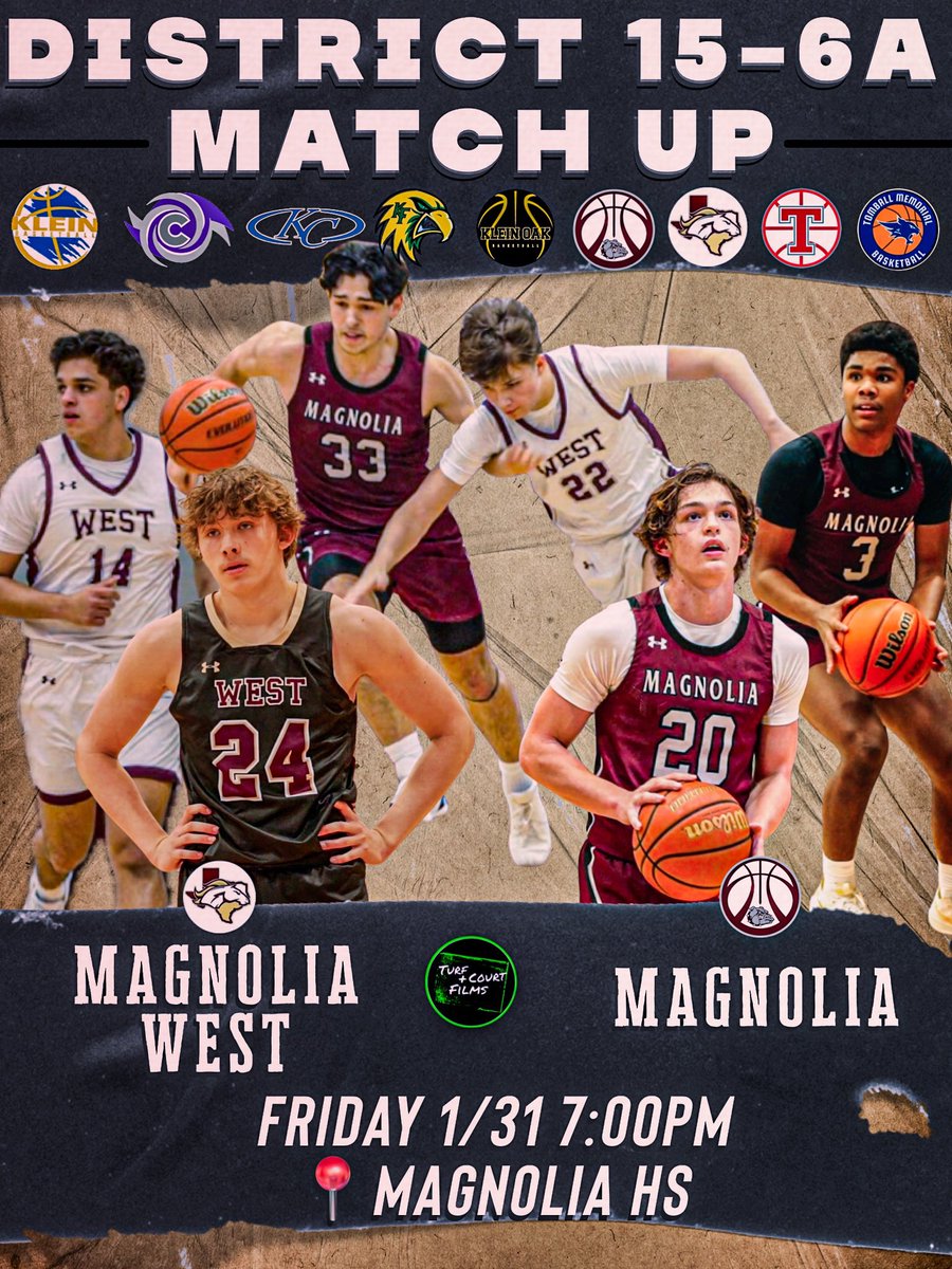 Turf & Court Films (@turfandcourt) on Twitter photo π¨Crosstown Rivals
πDistrict 15-6A Round 2
π₯Covering Magnolia vs Tomball
πCurrent District Record
Magnolia West 1-11 | Magnolia 2-10
Magnolia West won in their 1st meeting
<a href="/MWHS_BoysBB/">Magnolia West Boys Basketball</a> <a href="/MagBasketball/">Magnolia Basketball</a> <a href="/MagISDAthletics/">Magnolia ISD Athletics</a> <a href="/CoachCainMHS/">Coach Cain</a> @RogasScott <a href="/CThaProphet24/">Alex Y</a> <a href="/djones8301/">Doug Jones</a> π¨Crosstown Rivals
πDistrict 15-6A Round 2
π₯Covering Magnolia vs Tomball
πCurrent District Record
Magnolia West 1-11 | Magnolia 2-10
Magnolia West won in their 1st meeting
<a href="/MWHS_BoysBB/">Magnolia West Boys Basketball</a> <a href="/MagBasketball/">Magnolia Basketball</a> <a href="/MagISDAthletics/">Magnolia ISD Athletics</a> <a href="/CoachCainMHS/">Coach Cain</a> @RogasScott <a href="/CThaProphet24/">Alex Y</a> <a href="/djones8301/">Doug Jones</a>