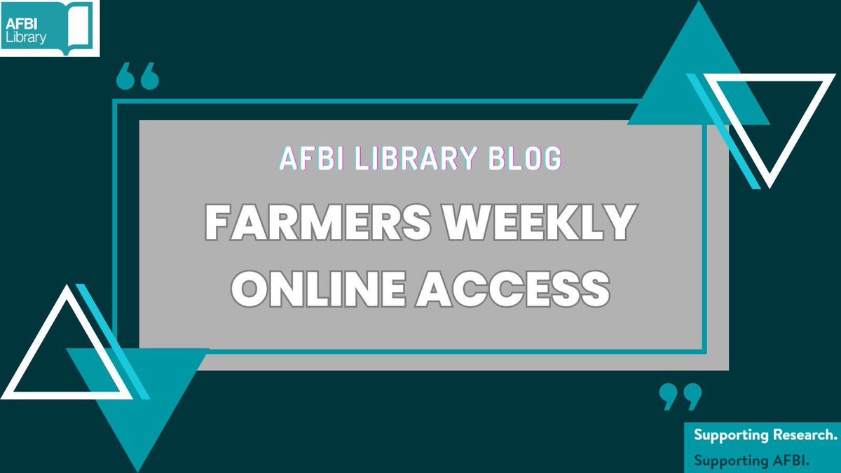 AFBILibrary's tweet photo. We're pleased to let our @AFBI_NI library members know that we now have an online subscription to Farmers Weekly. Read about how to access this on our blog here: https://t.co/S9DG07mmjg
#yourafbilibrary https://t.co/uFW1pP0Ao5
