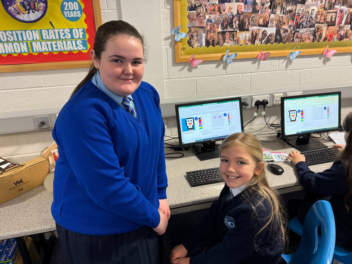 SaintMarysDerry's tweet image. We were delighted to welcome Primary 5 pupils and Mrs Scott from Rosemount Primary School to our @DigSchoolhouse today! 💻

P5 pupils produced excellent work in our Paint by Pixels Challenge using Microsoft Excel! 👾

#Computational #Thinking #Unplugged