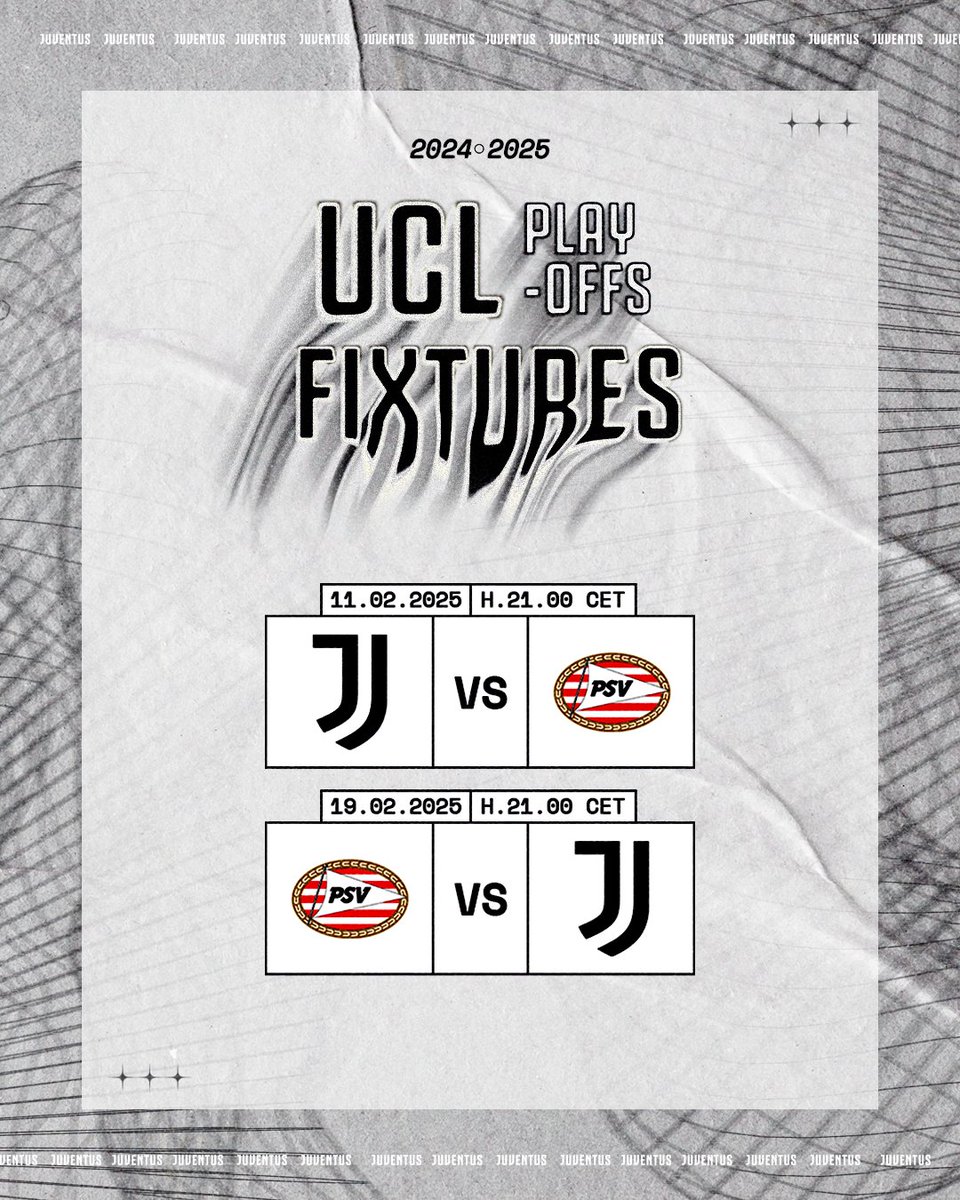 juventusfc's tweet image. Playoff UEFA Champions League 🏆
Le date e gli orari della doppia sfida contro il PSV 🗓️
Le info per la gara dell'Allianz Stadium 🏟️🎟️ juve.it/JuvePSV