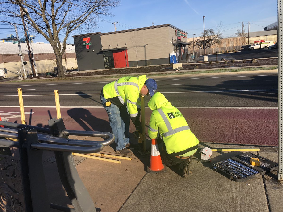 chambersconstr's tweet image. Our Small Projects Division started up several projects with Lane Transit District recently! One of the projects included a repair to the EmX stop at 6th and Garfield. Great work, John and Izayah! #GoChambers #Construction
