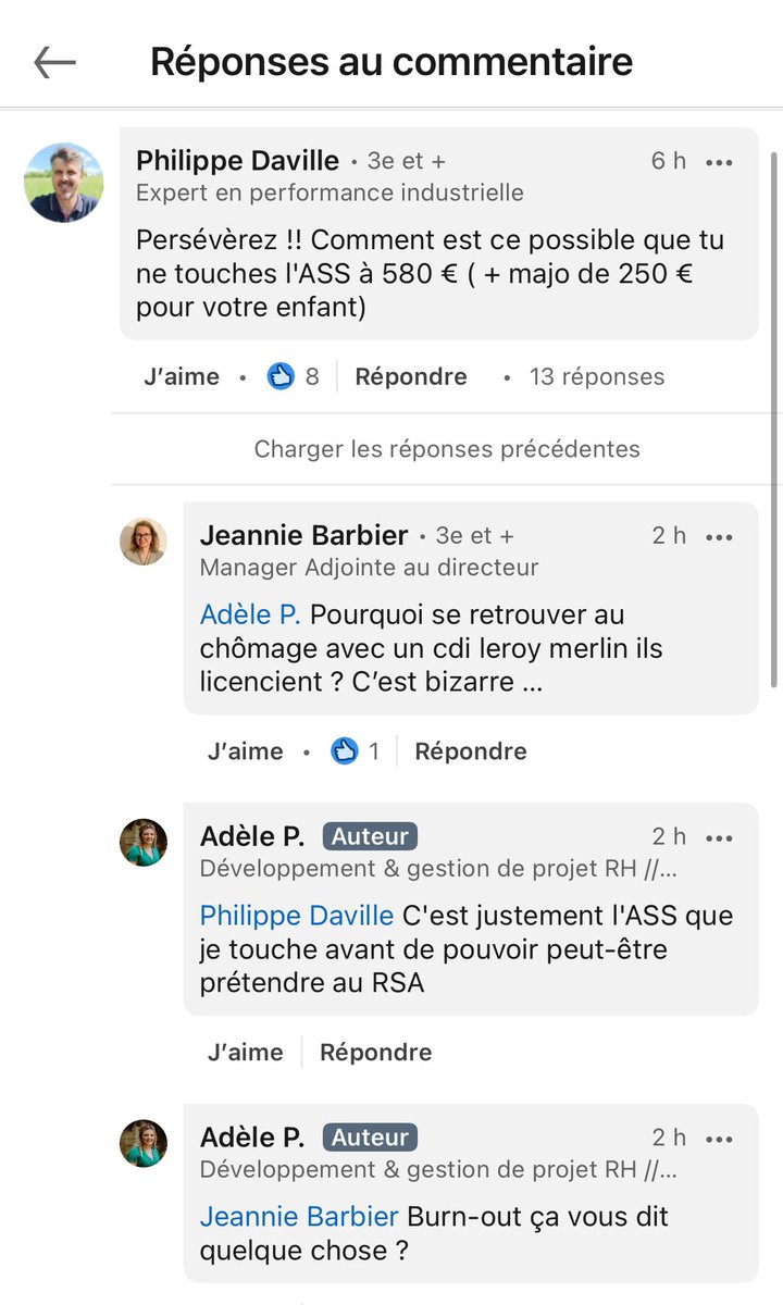 Je ne comprendrais jamais ce genre d’histoire sur LinkedIn,
Tu te plains de survivre, mais tu ne t’abaisses pas à trouver un emploi ‘alimentaire’ 
RH = voie de garage 
Tu t’es grattée les * pendant la durée de ton chômage et tu te réveilles arrivée en fin de droit…
#FAFO