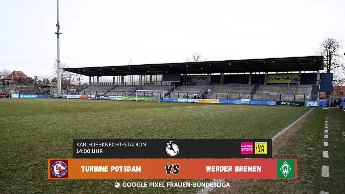 FFB_Ergebnisse's tweet photo. #Bundesliga | #DieLiga | 13.Spieltag | #PDMSVW
🆚 Turbine Potsdam - Werder Bremen
🕑 Anstoß: 14:00 Uhr
📺 Magenta Sport (🎙️ Oskar Heirler)
📺 DAZN (🎙️ Kristoffer Klein) https://t.co/ojokkZIWo6