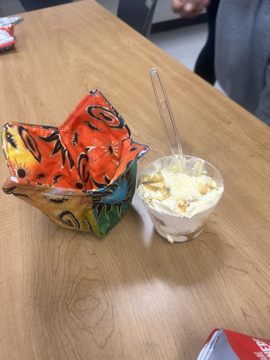 Ms. Lane graciously offered to teach my fitness and dance class so I get to spend a class period watching ice cream koozies and fabric prepping!