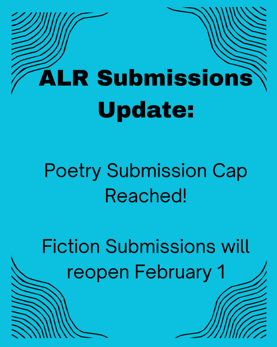 ALitReview's tweet image. We&apos;ve hit our cap on Poetry submissions, but will reopen Fiction submissions February 1st. We are currently accepting Essays and Art!
