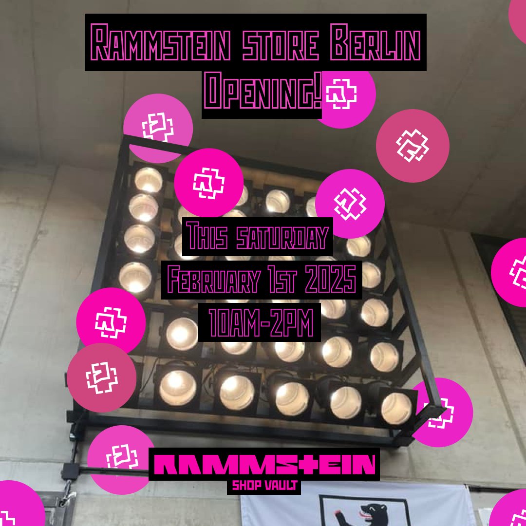 RammsteinShopUn's tweet photo. Rammstein store berlin opening!

Come by and get a chanche to win  a signed “Pussy” neon sign

This saturday 
February 1st 2025
10AM-2PM
#Rammstein #RammsteinShop #RammsteinStore #RammsteinStoreBerlin https://t.co/YKsYCLWzw3