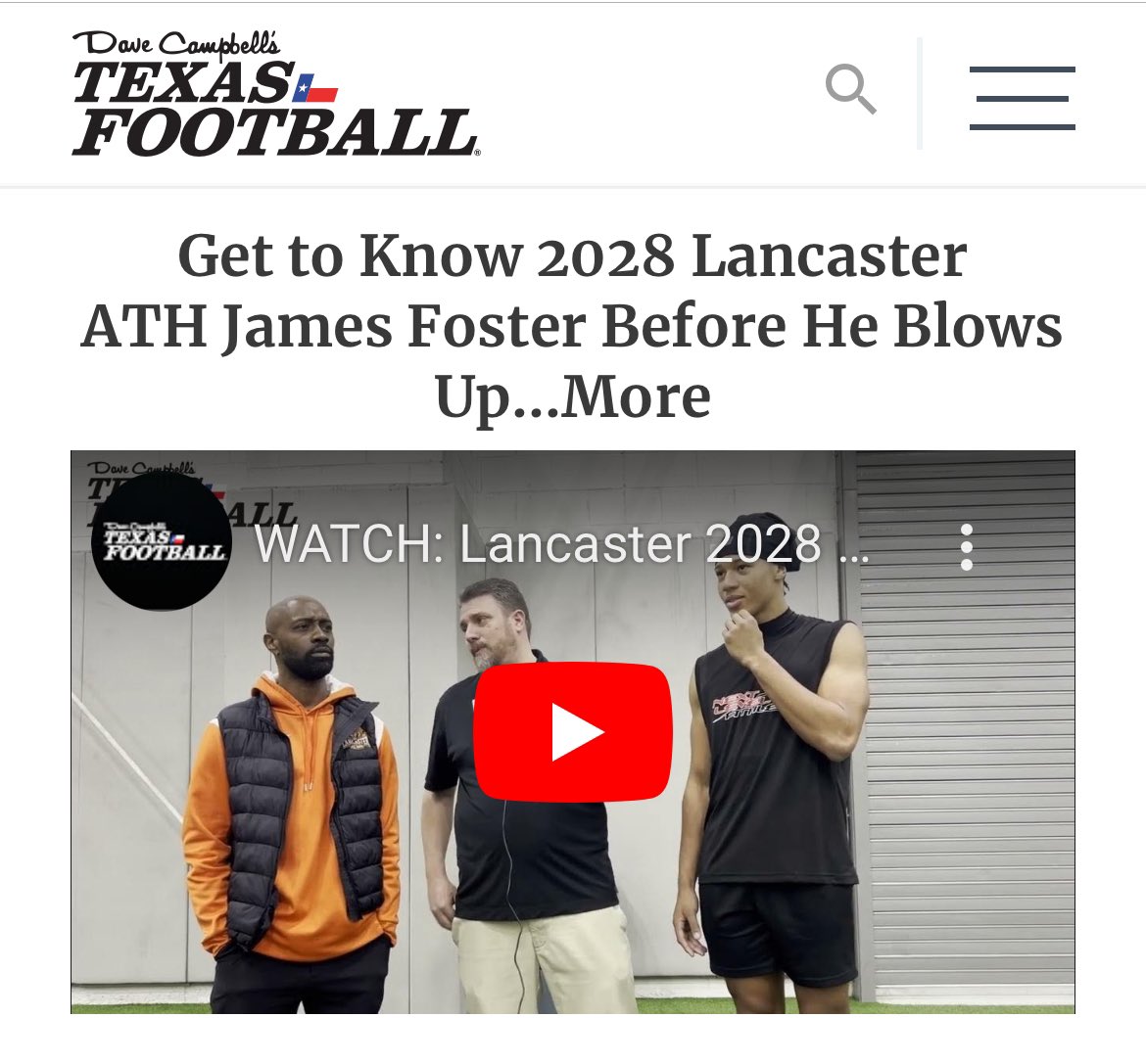 Greg Powers 🏟️ (@gpowersscout) on Twitter photo Lancaster 2028 ATH James Foster III (<a href="/2wayFoster/">James Foster III</a>) is on trajectory to becoming one of the nation’s top recruits. Get to know him before he blows up…..more. <a href="/LancasterFBwebo/">Lancaster Football</a> <a href="/TheCoachPaul7/">Leon Paul III</a> <a href="/KWhitley20/">Coach K-Dubb20</a> <a href="/malloryhartley/">Mallory Hartley</a>
Watch: texasfootball.com/article/2025/0… Lancaster 2028 ATH James Foster III (<a href="/2wayFoster/">James Foster III</a>) is on trajectory to becoming one of the nation’s top recruits. Get to know him before he blows up…..more. <a href="/LancasterFBwebo/">Lancaster Football</a> <a href="/TheCoachPaul7/">Leon Paul III</a> <a href="/KWhitley20/">Coach K-Dubb20</a> <a href="/malloryhartley/">Mallory Hartley</a>
Watch: texasfootball.com/article/2025/0…