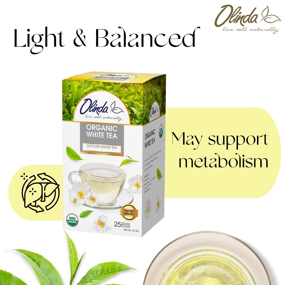 GccOlinda's tweet photo. Let the light and balanced flavors of Olinda Organic White Tea redefine your tea moments. 

Crafted with care, this Ceylon White Tea supports a healthy lifestyle while promoting youthful, glowing skin.

LuLu Hypermarket - https://t.co/WxPweqmvbe

#OlindaTea #tea #whitetea https://t.co/N4r445y4ec
