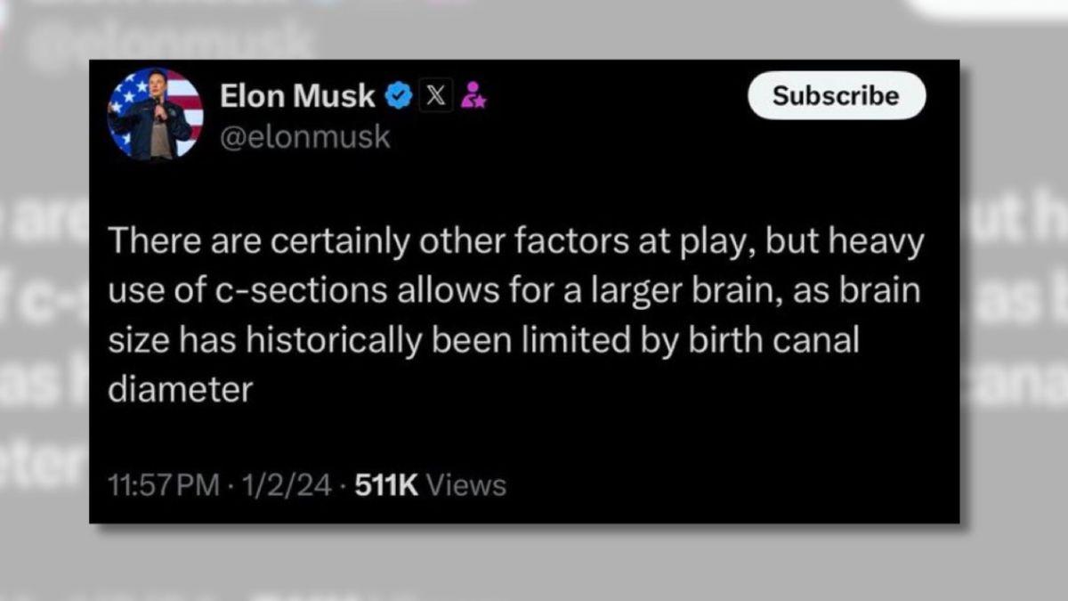 ✅ Yes, Elon Musk claimed that performing more C-sections allows for babies having larger brains. snopes.com/fact-check/elo…