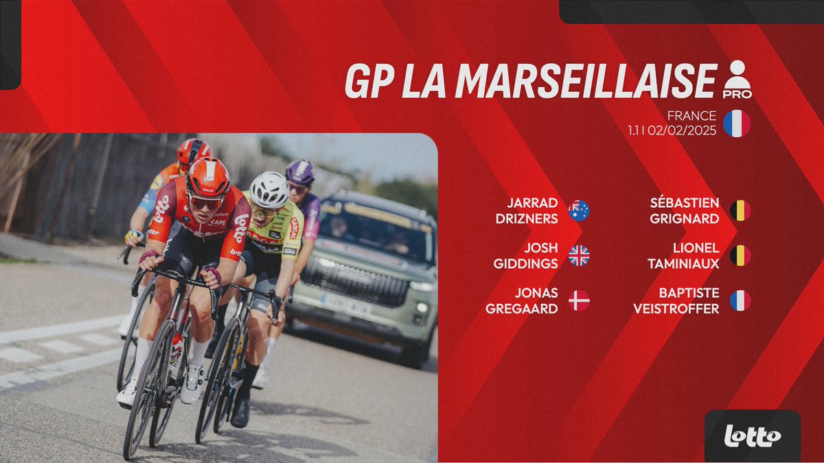 Lotto Cycling Team (@lottocycling_) on Twitter photo π«π· #GPLM2025
Meet our squad for <a href="/gplmarseillaise/">Grand Prix Cycliste de Marseille La Marseillaise</a> on Sunday π π«π· #GPLM2025
Meet our squad for <a href="/gplmarseillaise/">Grand Prix Cycliste de Marseille La Marseillaise</a> on Sunday π