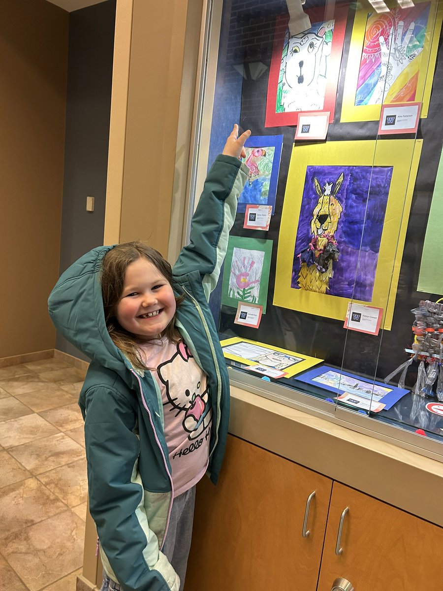 YOUR_WES's tweet photo. Twenty of our students are now “Featured Artists” at the administration building! We took a quick walk over this morning so the artists were able to see their work on display! Thank you to our art teacher, Mrs. Villarreal, and Ms. Litsey from WCHS for making this possible! https://t.co/Ke1uavYFDH