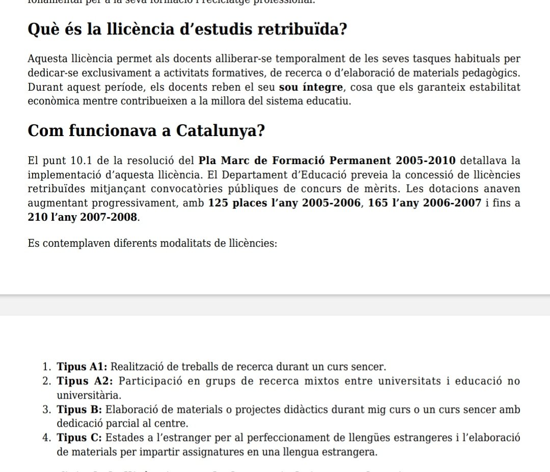 Per què ja no existeixen les llicències d'estudi retribuïdes? 😢 Em semblen un instrument potent. Més potent en tot cas que la situació actual: si vols fer recerca o desenvolupar activitats, sacrifica el teu temps personal.