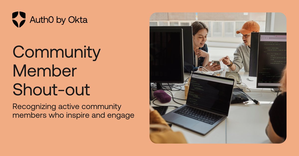 Auth0Community's tweet photo. Shout-out to all of our fantastic community members who help our community thrive!
Discover three special members we highlighted in January and how you can get involved ๐ https://t.co/sfBSHhdH2s
#Auth0community #Auth0help #Auth0support https://t.co/QZD8xaQwzv