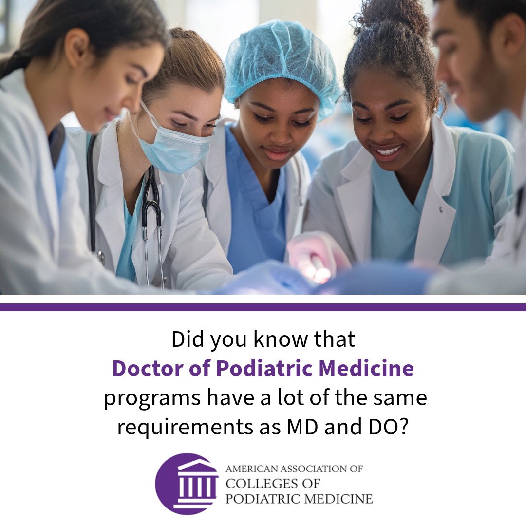 ExplorePodMed's tweet photo. If you have your pre-requisites for medical school, or you're close to finishing them...it's time to consider podiatric medicine! 

It's the shortest track to becoming a surgeon if that is a dream of yours. Find more here: https://t.co/JUODwyDkyC https://t.co/BRwHcxJAiT