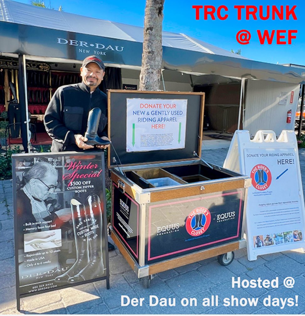 EQUUS Foundation (@equusfoundation) on Twitter photo The Rider’s Closet, an <a href="/EQUUSFoundation/">EQUUS Foundation</a> program founded by top equestrian, Georgina Bloomberg, will have its donation trunk winter at the <a href="/Official_WI_WEF/">Wellington International</a> in Wellington once again this year at the <a href="/DerDau1/">DerDau</a> tent. Donations of gently used & new riding apparel are much appreciated! The Rider’s Closet, an <a href="/EQUUSFoundation/">EQUUS Foundation</a> program founded by top equestrian, Georgina Bloomberg, will have its donation trunk winter at the <a href="/Official_WI_WEF/">Wellington International</a> in Wellington once again this year at the <a href="/DerDau1/">DerDau</a> tent. Donations of gently used & new riding apparel are much appreciated!