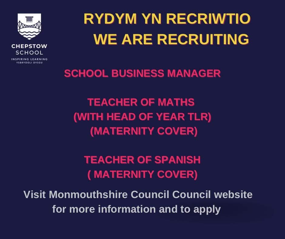Some exciting opportunities… 

<a href="/chepstowschool/">Chepstow School / Ysgol Cas-Gwent</a>